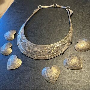 Silver Heart / Fish Vintage Gorget Necklace (AS-IS)